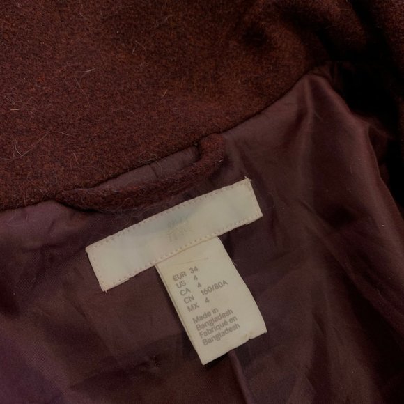 Burgundy H&M Peacoat - Picture 3 of 3